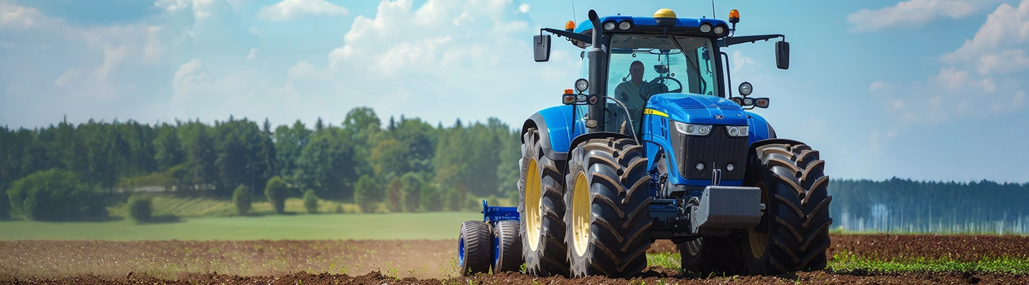Tractor tilling field
